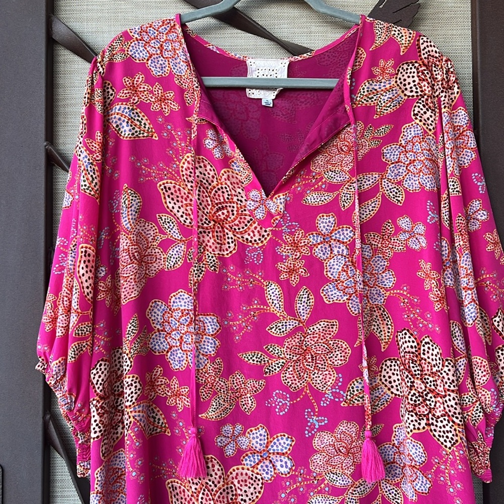 🌺 Johnny Was Pink Floral Silk Dress 🌺 - Picture 5 of 15